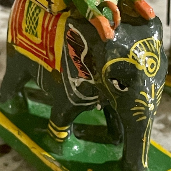 Vintage Wooden Elephant & Rider Figurines - Picture 10 of 16